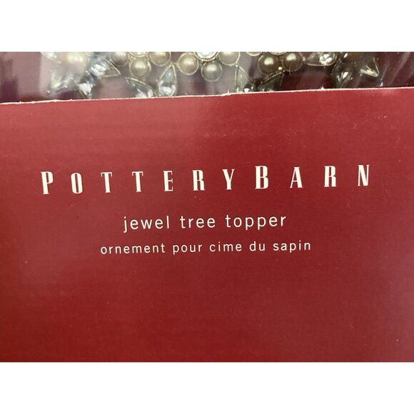 Pottery Barn Jeweled Snowflake Christmas Tree Topper White Yellow Pearl Goldtone - Picture 9 of 12
